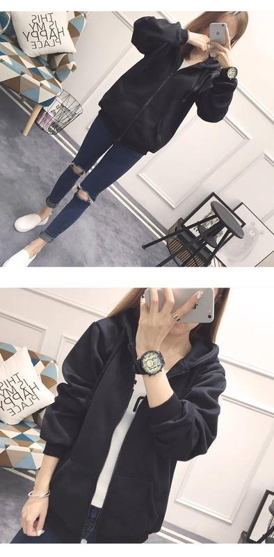 Product Introduction of Large Size Slimming Autumn and Winter Hoodie Coat Women's Ins Zipper Cardigan Fleece-Lined Thick Loose Sweater Women's Fashion 14