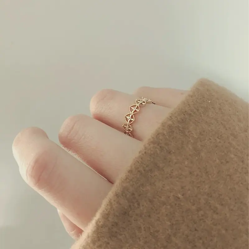 Cincin kerawang renda Prancis, kepribadian modis yang penuh dengan temperamen berlian yang cocok dengan desain cincin yang dapat disesuaikan 0