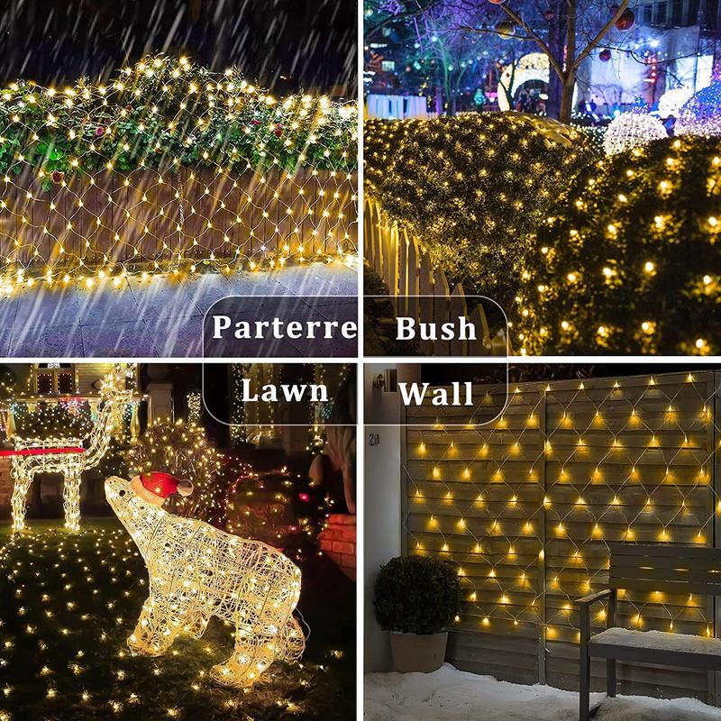 Product Introduction of [Local shipment] Waterproof Curtain Light LED Mesh Light 192LED Outdoor Garden Christmas Tree Festive Dekorasyon Fairy Light String Wedding Party Dekorasyon LED Light 220V Plug 15