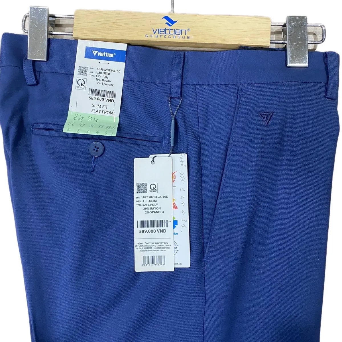 Quần Âu Việt Tiến 8P5502. Form slim fit