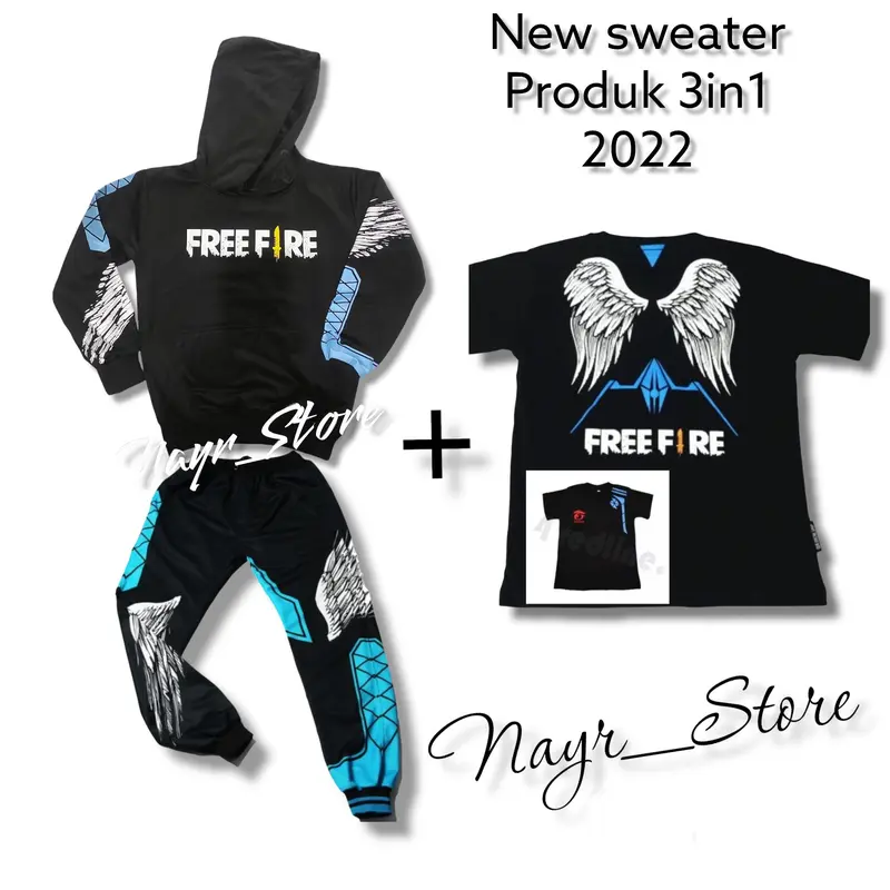 Setelan Celana Gaming Angel Set anak dan Sweater FF BNL Free fayer + Baju Heroic Fashion 1