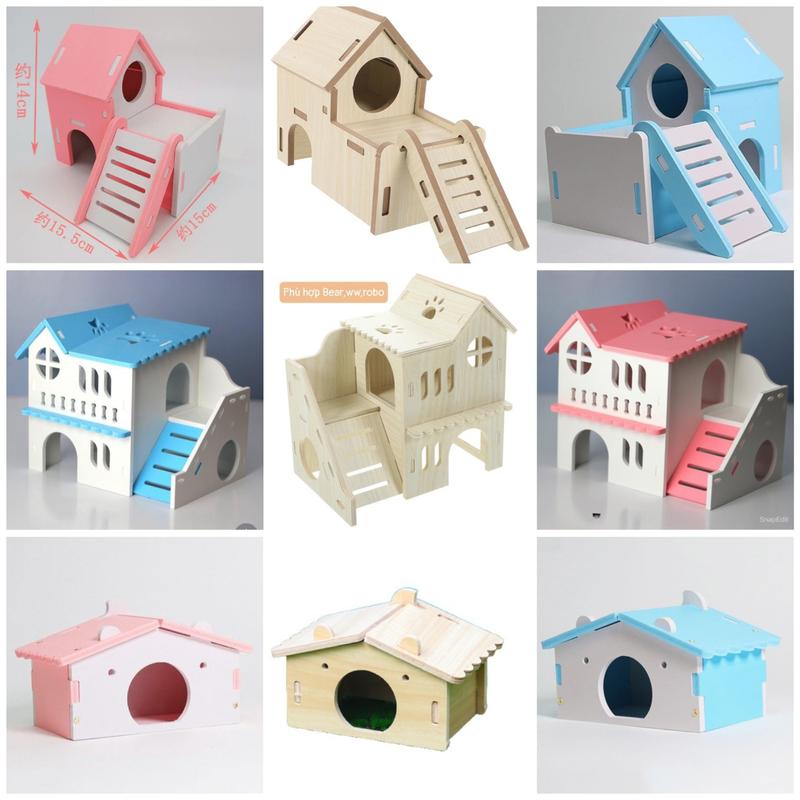  Nhà ngủ gỗ cho hamster nhiều màu nhiều mẫu 