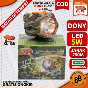 DONY Senter kepala Cas DONY KL 138 Si Loreng 5 WATT 5W QLED LED MURAH TERANG GUNUNG MURAH KECIL MINI
