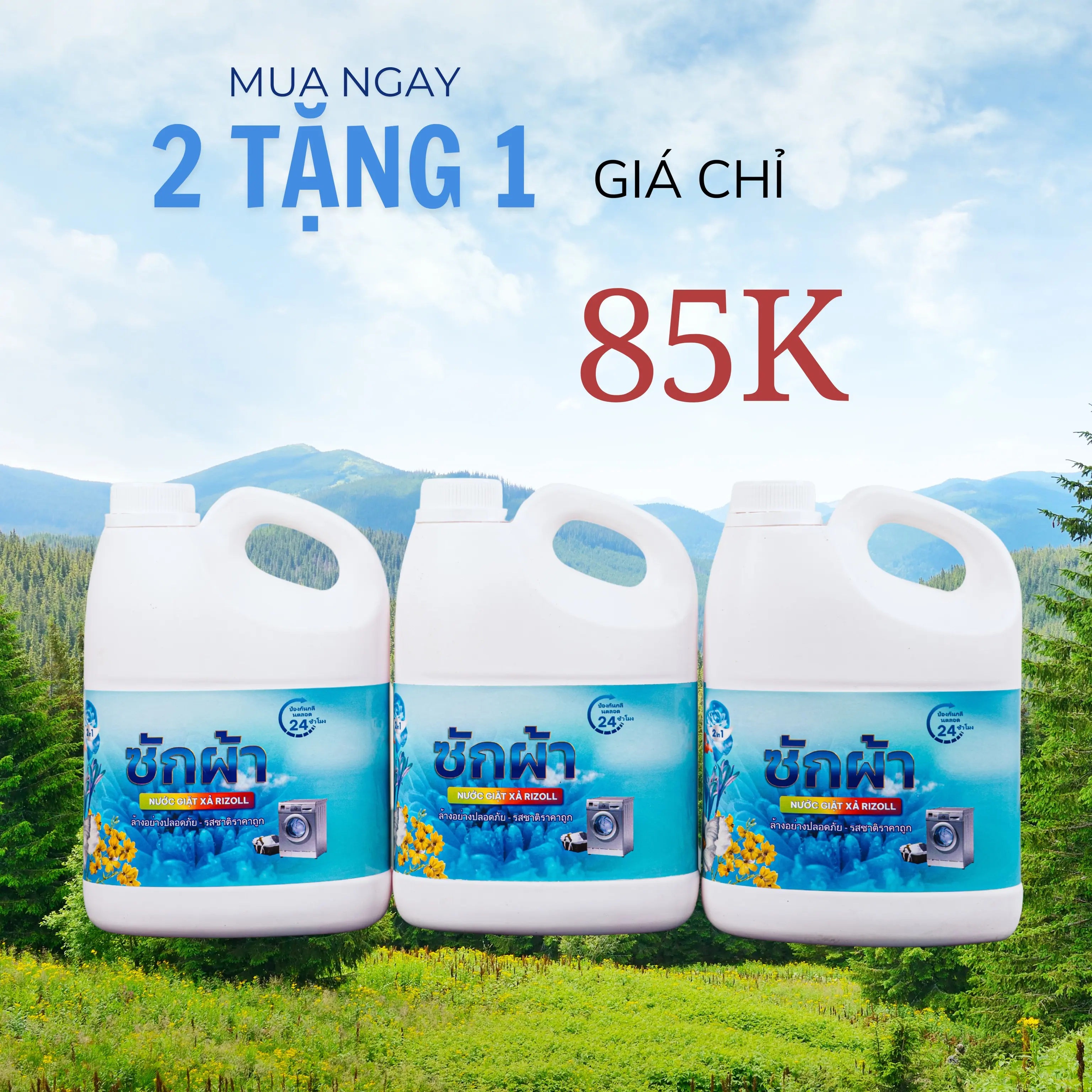 Combo 3 can nước giặt Thái Xanh thơm,sạch,an toàn