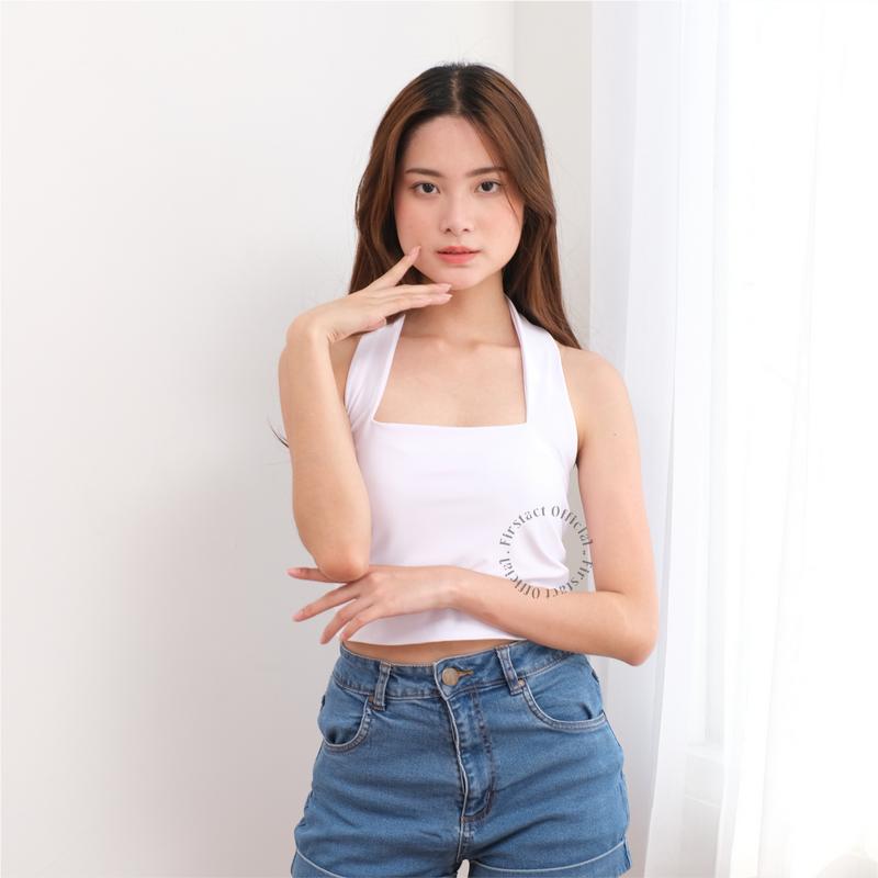 Firstact KARINA HALTER TOP tanktop Wanita Korea Crop Top Korean Halter Tengtop melar panjang  stretch Fit Tank Atasan Cewek 4