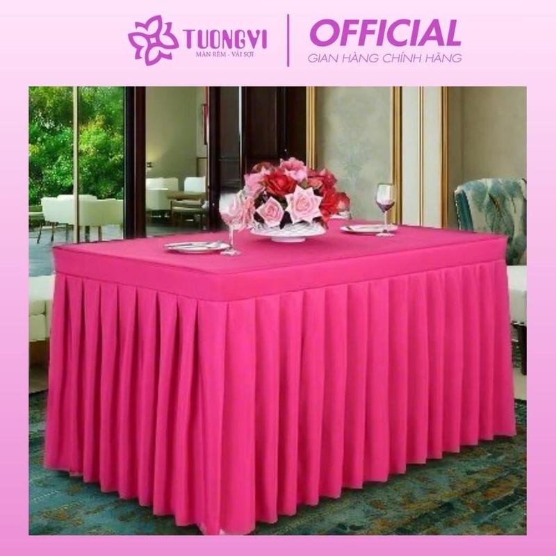 KHĂN TRẢI BÀN CHỮ NHẬT Tường Vi cho phòng họp ,hội nghị , bàn giáo viên được may bèo xếp ly , chất liệu thun chéo