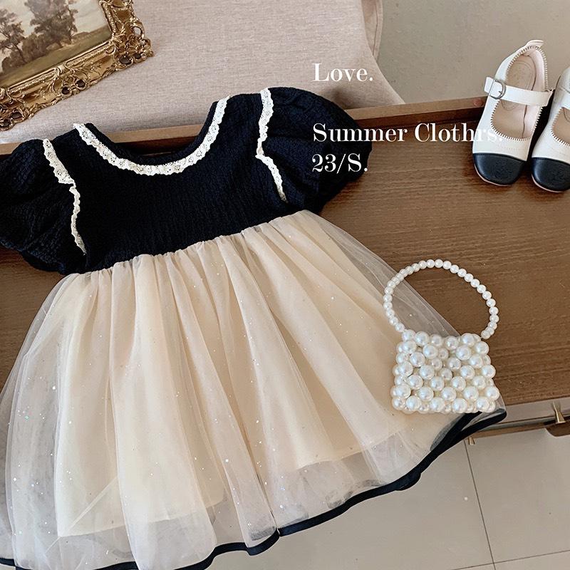 [SALE LẺ SIZE] Váy công chúa nơ sau phối ren đen/hồng 12-24kg 3
