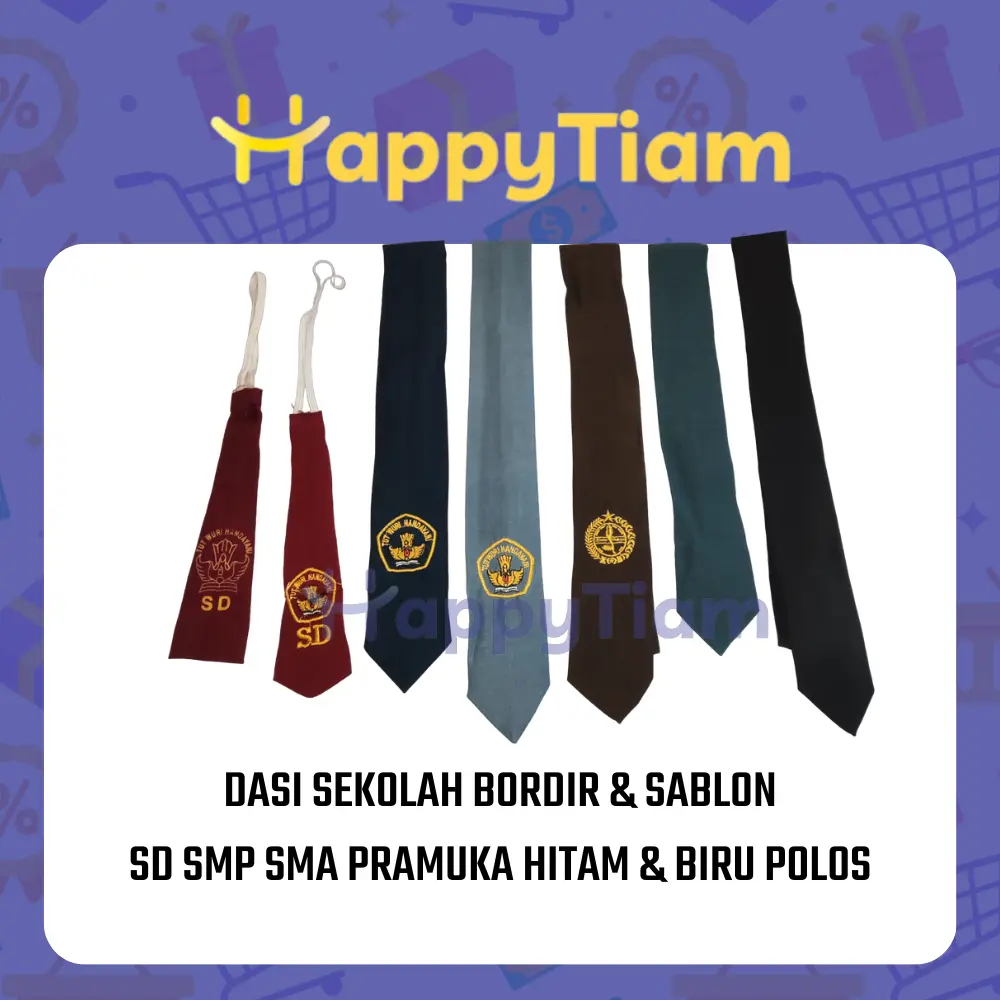 DASI SEKOLAH ANAK SD SMP SMA PRAMUKA HITAM BORDIR POLOS SABLON PELAJAR LAKI - LAKI PEREMPUAN