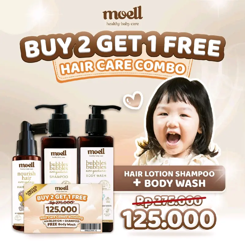 [BUY 2 GET 4] MOELL BODY LOTION / MOELL CALMING CREAM / MOELL HAIR LOTION / MOELL SHAMPOO ANAK 1