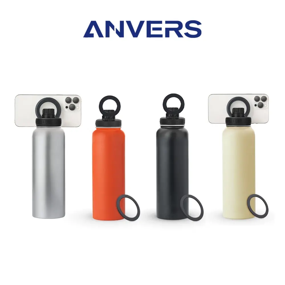Anvers 22/32 oz MagSafe Insulated Water Bottle & Phone Tripod for iPhone - Keeps Hot/Cold, Gym/Kitchen/Outdoor Use