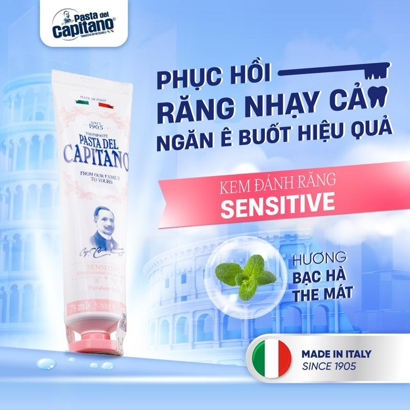  {RĂNG NHẠY CẢM 75ML} Kem Đánh Răng Pasta del Capitano 1905 Không Chứa Paraben SLS Trắng Răng kemđánhrăng fast white Nữ Women Nam Men kem đánh trắng răng 