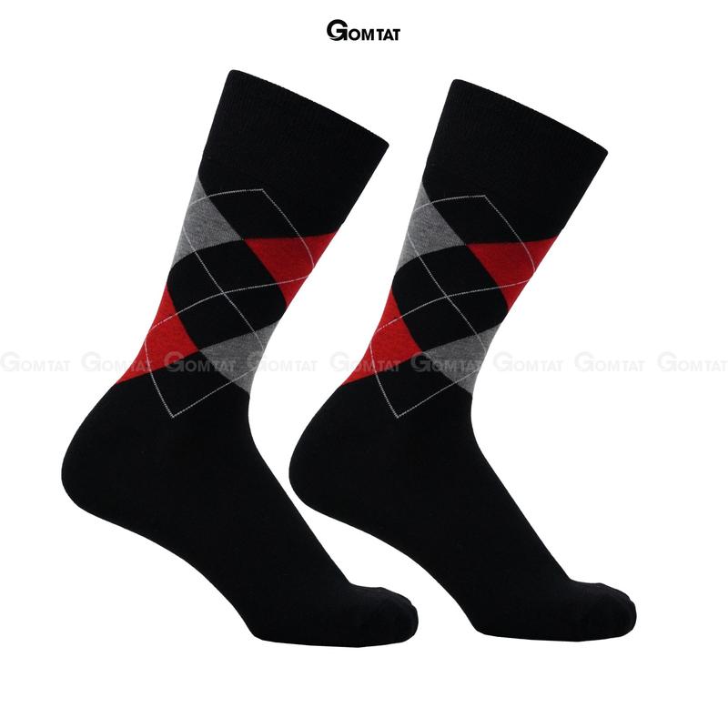 Tất đi giày tây cổ cao GOMTAT mẫu quả trám, vớ nam công sở chất liệu cotton cao cấp hút ẩm thoáng khí, tất nam công sở, vớ nam cổ cao Menswear - GOM-QUATRAM-1DOI