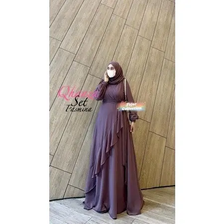 Gamis Qhanza Set Pasmina, Bahan Ceruty Babydoll Premium Quality, Busui Freindy, Gamis Polos