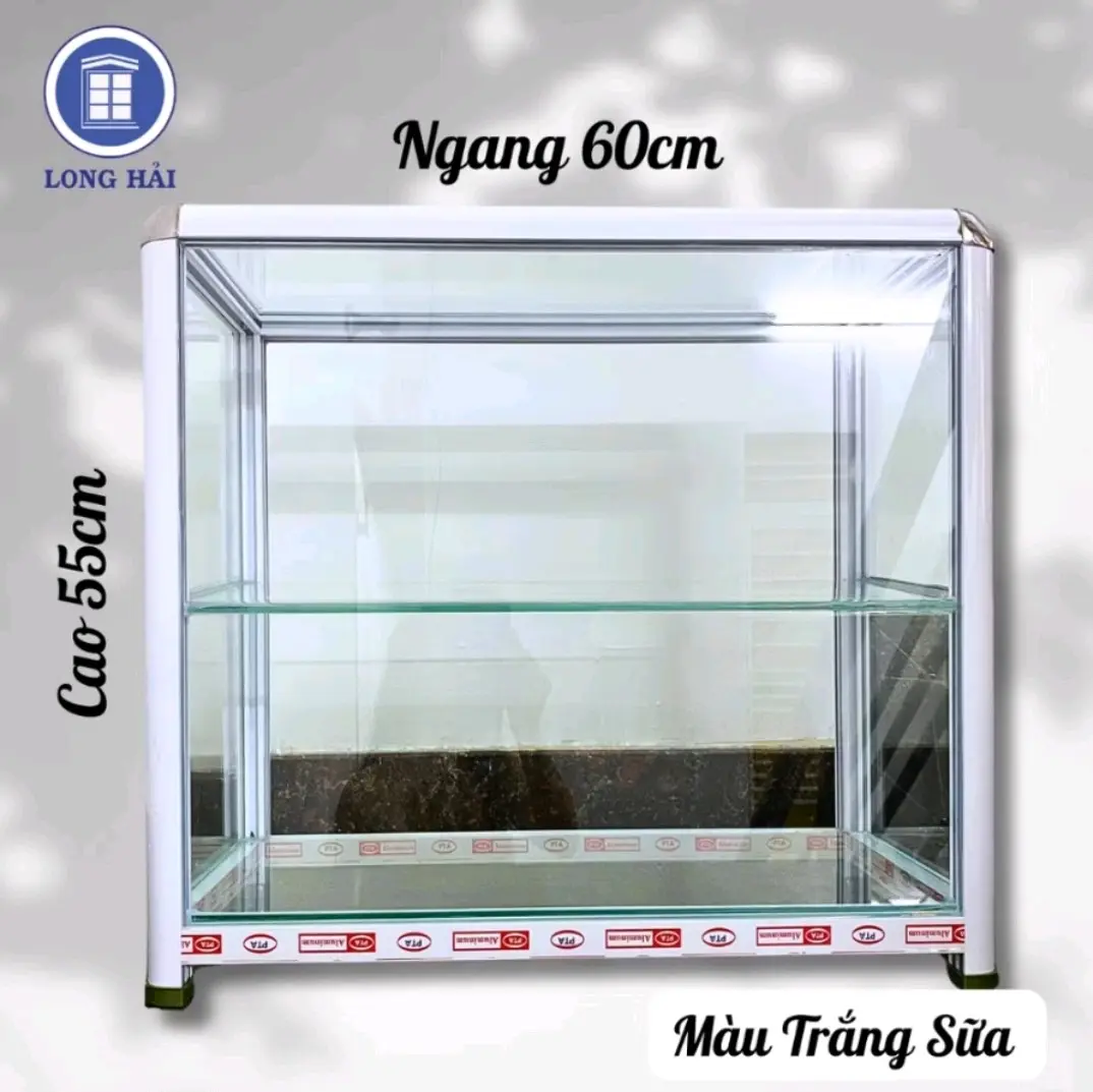 [ Không cửa ] Tủ bán hàng ăn 60 x 30 x 55 cm, nhôm mới, kính 5ly bền đẹp