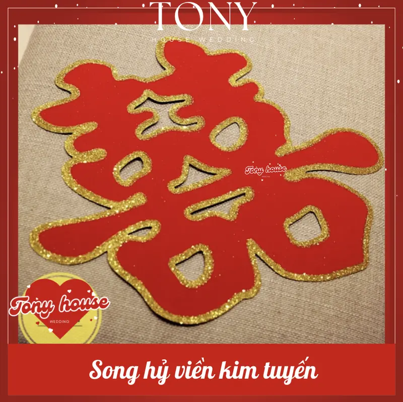 [Kho sỉ] Chữ hỷ nhũ trang trí tiệc cưới - mâm quả cưới 4
