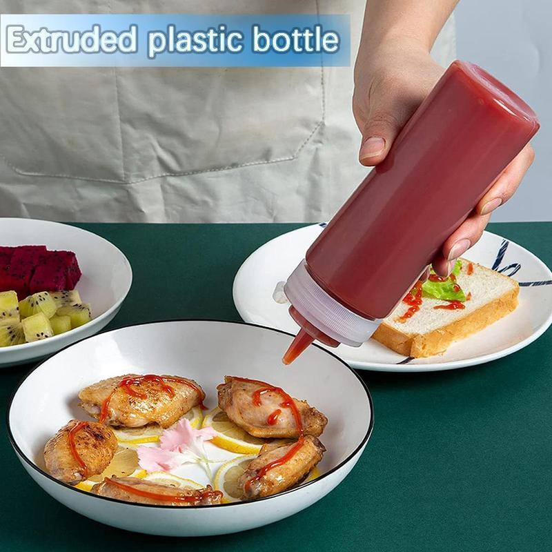Squeeze Condiment Bottles With Cap  8 Oz Plastic Squeeze Bottles Perfect For Ketchup Mustard Dressings Olive Oil BBQ Sauce 0