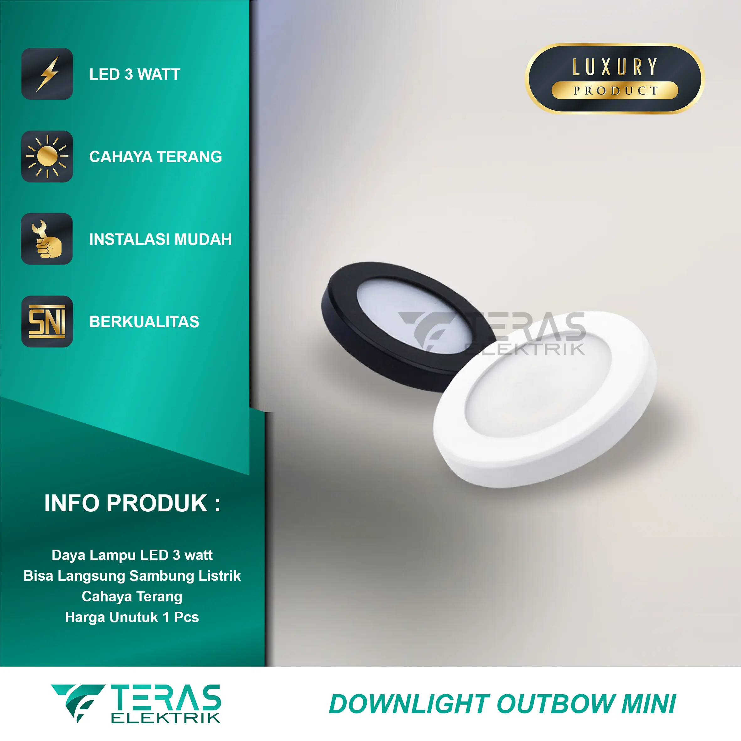 Downlight mini 3w slim lampu lemari kitchenset tipis