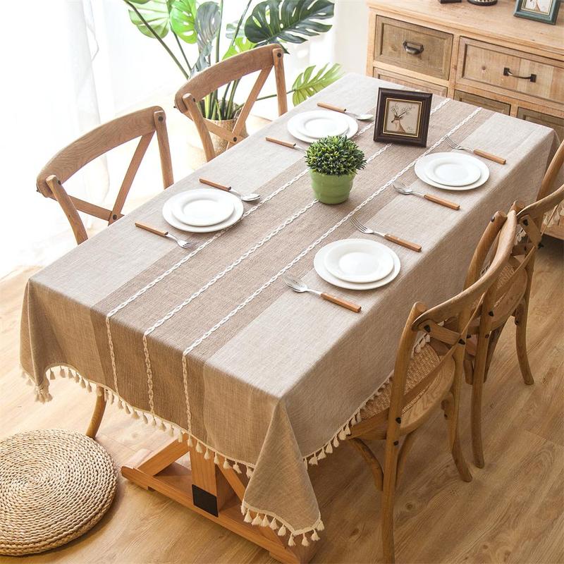 Product Introduction of Solid Color Table Runner, 1 Count Boho Style Tassel Decor Tablecloth, Table Decoration Supplies for Home Kitchen Dining Room Party 0