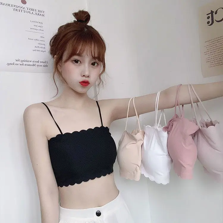 New Ice Silk Tube Top Tube Top Bra Female High School Student Backless Bra Inner Wear Base Camisole Thin