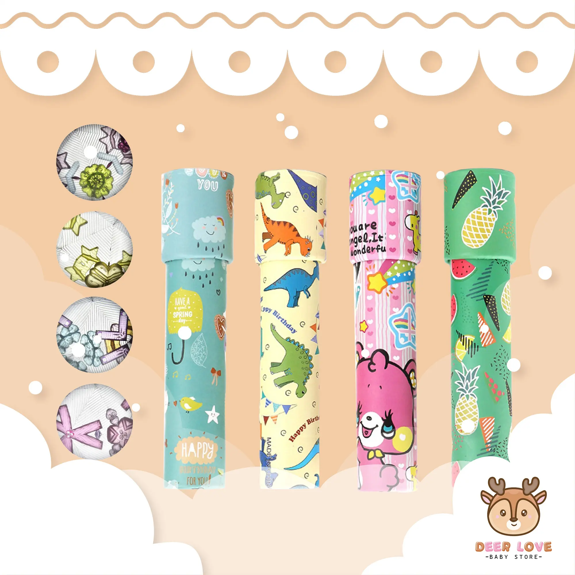 Kaleidoscope Toys Mirror Rotating Scope suitable 3 years Kids Inner view Colorful Image and Cartoon Kaleidoscope Kanak-Kanak Pandangan Batin Imej Berwarna-Warni dan Kartun Kaleidoskop