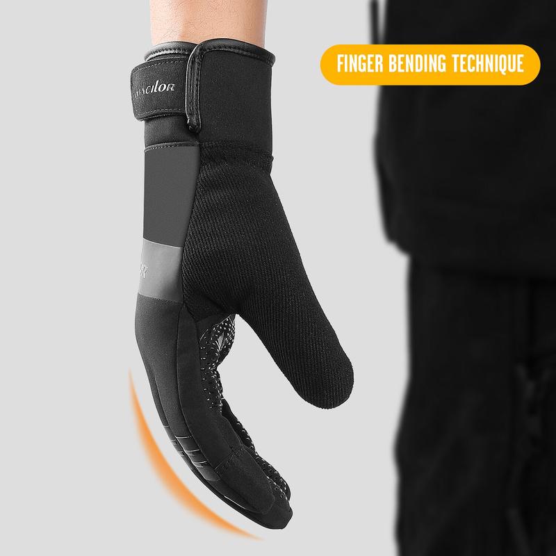 Cycling Gloves Winter Touch Screen Motorcycle Gloves Outdoor Scooter Windproof Riding Ski Gloves Warm Bike Gloves Black 2