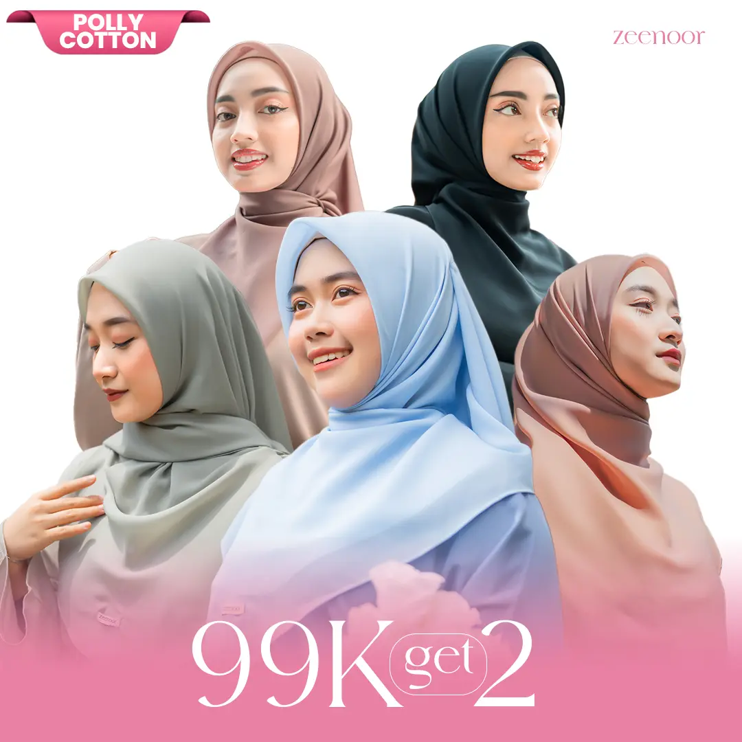 Zeenoor Hijab Malay Curve - Kerudung Oval Empat Sisi Pollycotton by Cacilia - Size 120,130,140