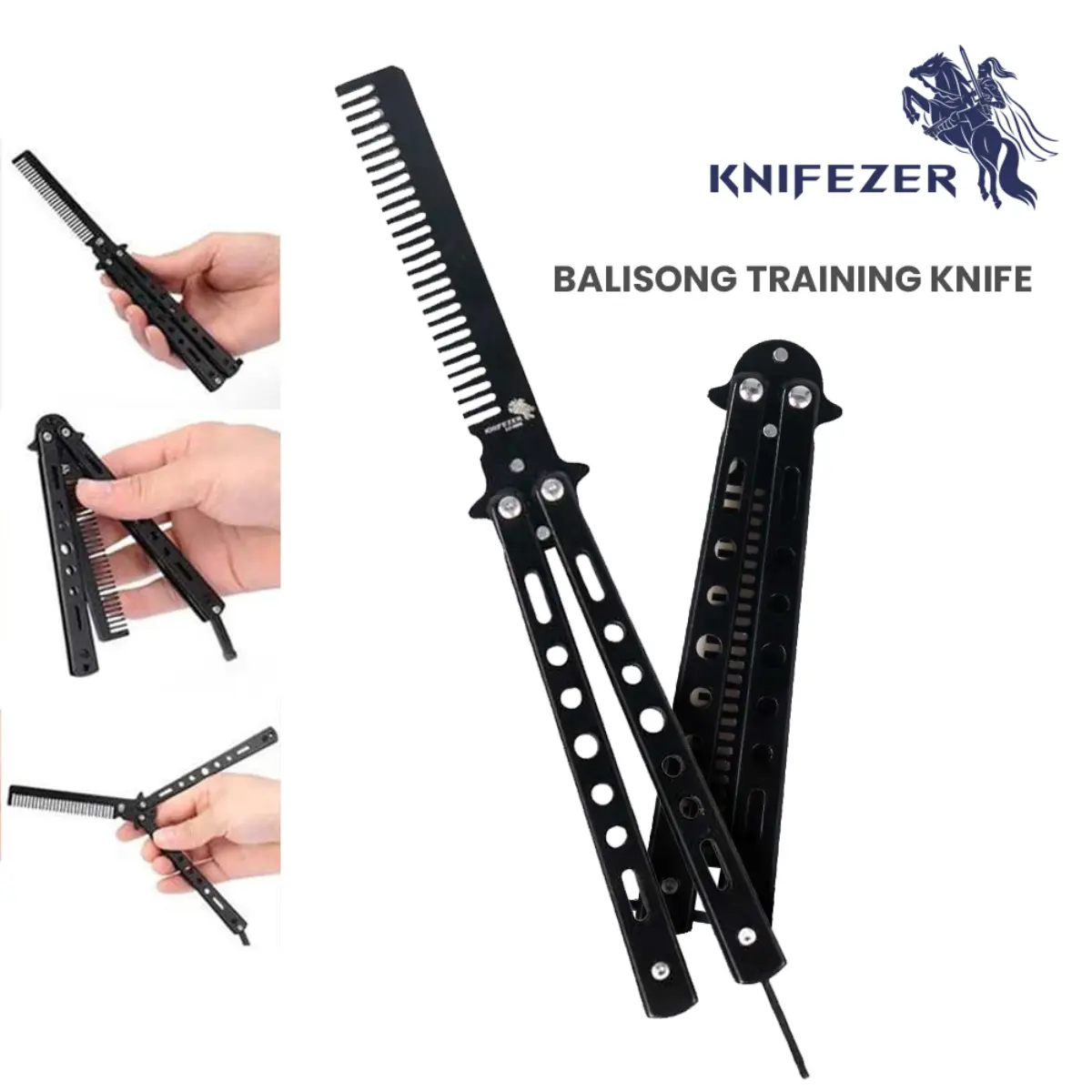 Pisau Sisir Besi Butterfly Balisong Training Knife CS GO - LF-9898 - Black Camping Camping