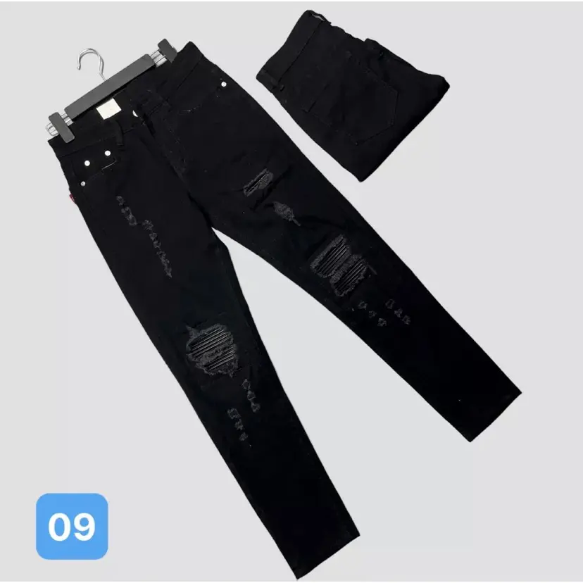 quần bò jean nam dài đen rách gối vá da trắng nhiều mẫu hot,form chuẩn tôn dáng chất co giãn giá tốt