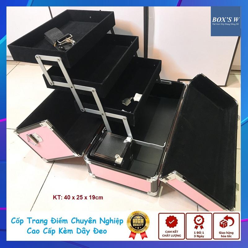[BH 24T] Thùng Cốp Đựng Mỹ Phẩm 4 Tầng Chuyên Nghiệp Mr Art - Cốp Đựng Đồ Trang Điểm Make Up Cao Cấp Có Dây Đeo