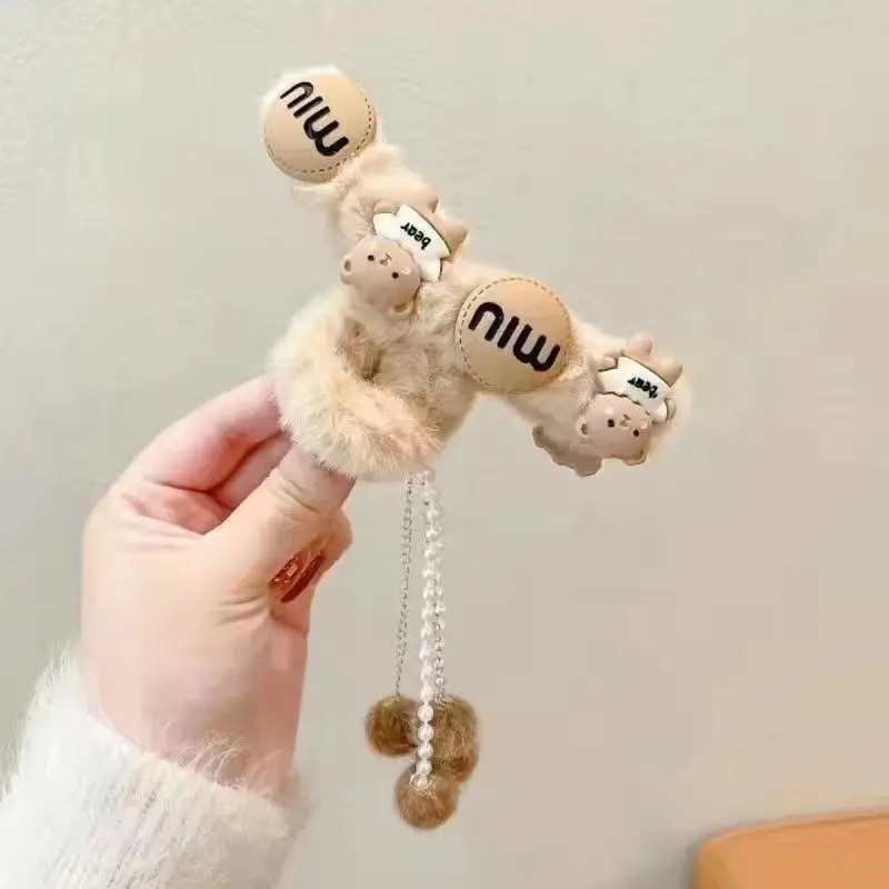Kẹp Tóc Càng Cua Nhồi Bông Cho Nữ, Cỡ Lớn, Thích Hợp Cho Mùa Thu Và Mùa Đông, Kẹp Cá Mập Cho Tóc Xoăn Sau Đầu, Kẹp Tóc Lông, Kẹp Tóc Dễ Thương, Mũ Đội Đầu 2