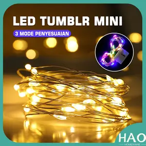 [HAO] Lampu LED Tumblr Kawat Mini 1 M 3 Meter / Lampu Fairy Light / Lampu Hias Import / Dekorasi untuk Gift Box, Bucket, Bunga, Balon Baterai Biru