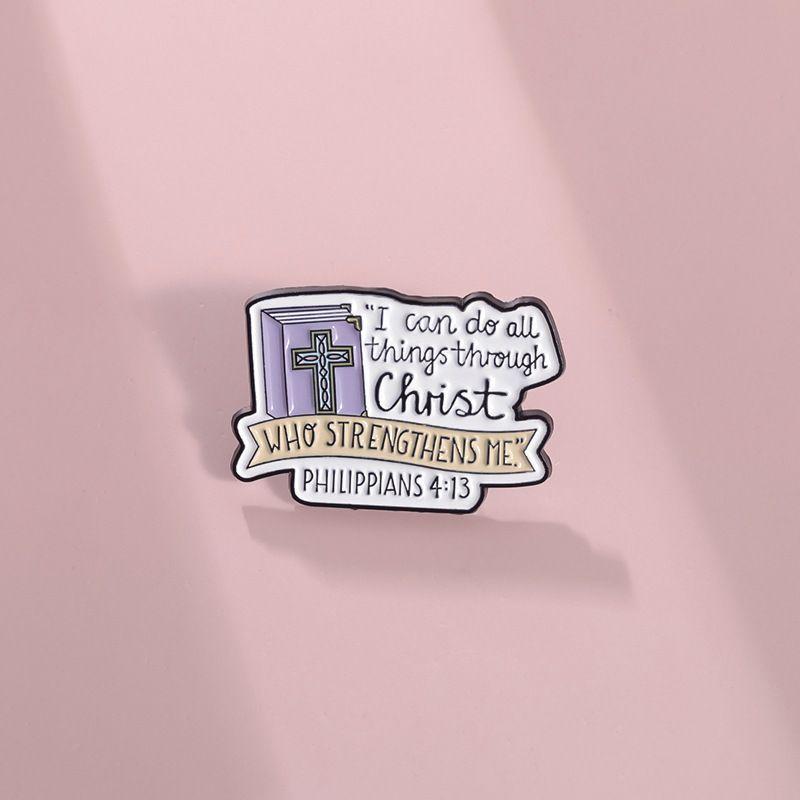 New Light Color English Letter Enamel Badge Fun Book Cross Shape Alloy Accessory Brooch 1