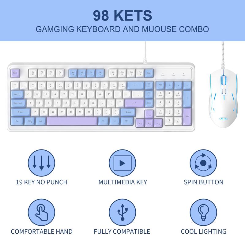 RGB Gaming Keyboard & Mouse Combo, Wired Backlit Keyboard & Gaming Mouse Combo, PC Keyboard & Adjustable DPI Mouse for PC/Laptop 7