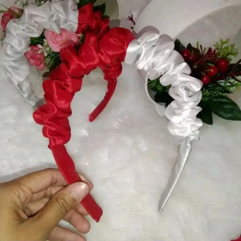 Bando Scrunchie Merah Putih/Bando Merah Putih/Bando Viral Merah Putih Headbands Aksesoris Wanita 3