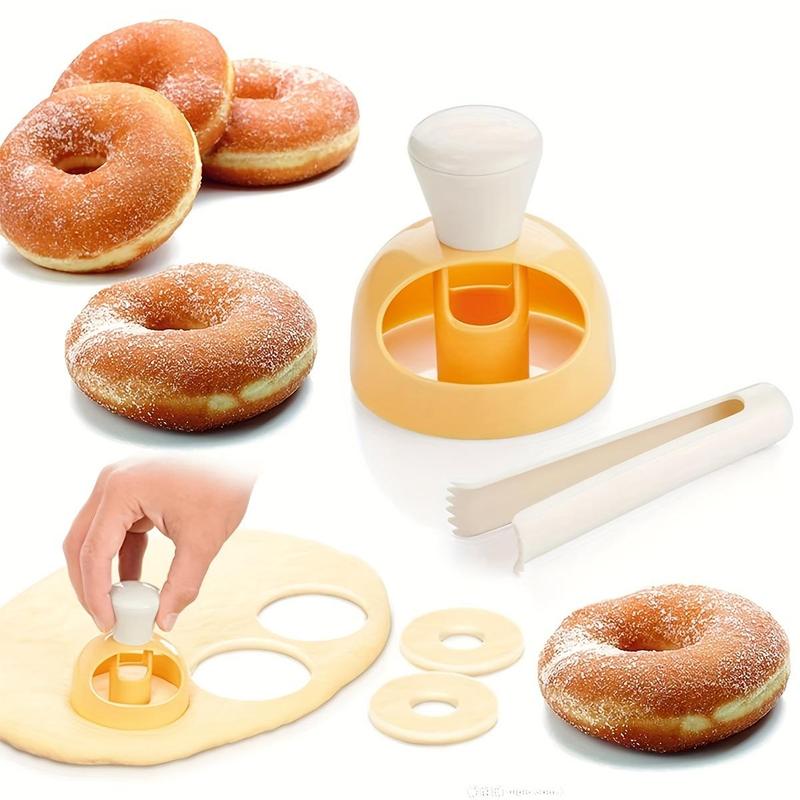 Donut Shaped Cake Mold with Dipping Tong Set (2pcs/1 Set), Reusable Donut Cake Mold with Clip, Kitchen DIY Cake Baking Tool 4