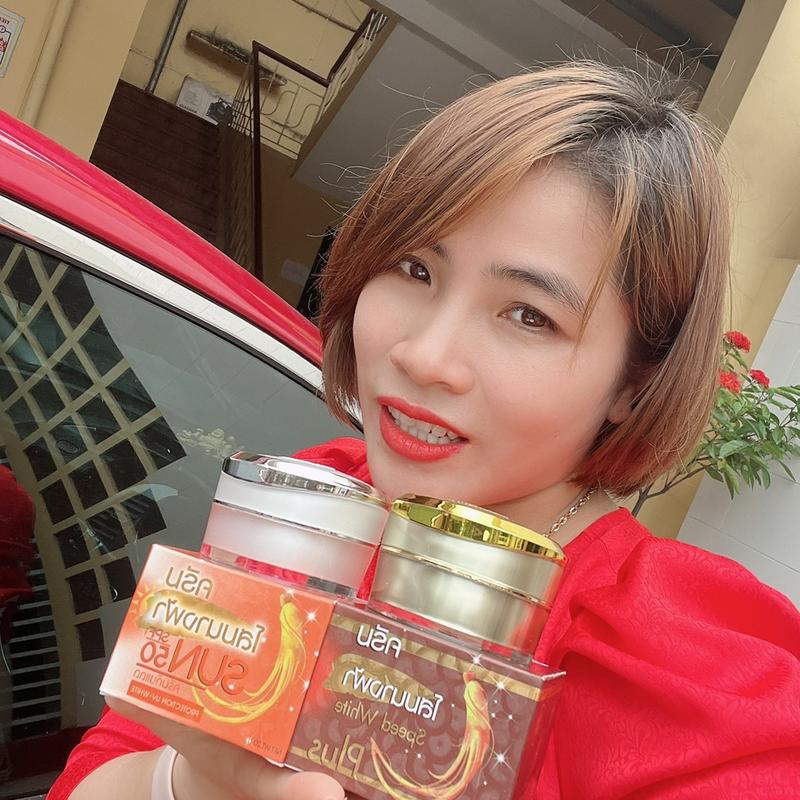 Bộ kem sâm  gensing thái Lan dùng cho da nám, tàn nhang ( kem ngày + kem đêm) Nữ Làm Đẹp Da Chăm Sóc Da Kem Face Massage 4