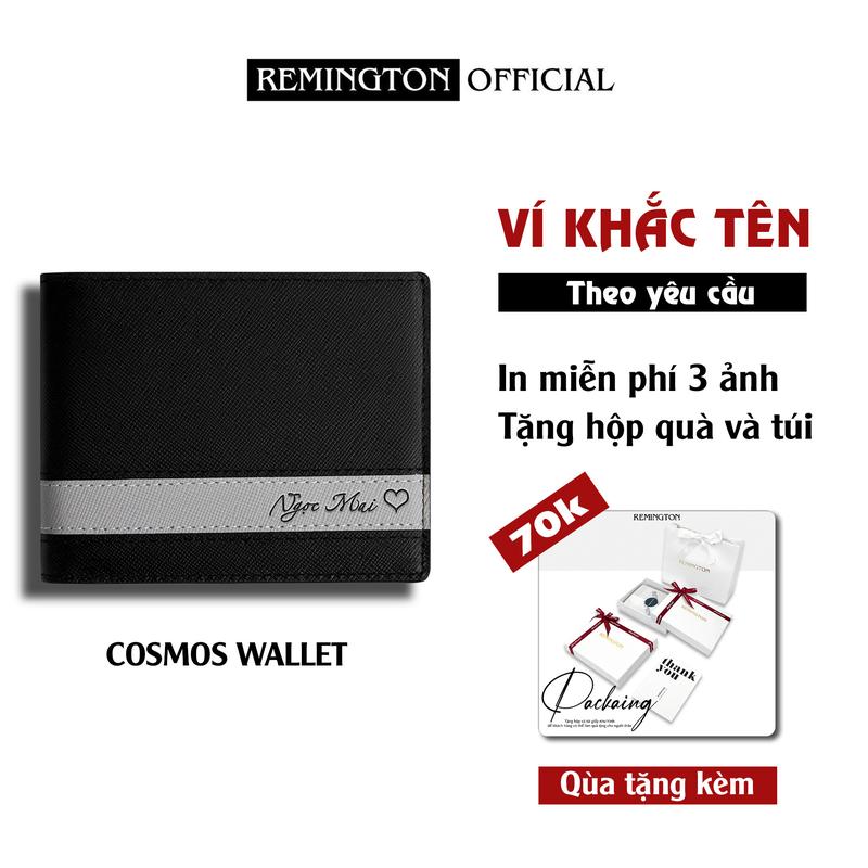 [ Fullbox Đã Gói Quà ] Ví khắc tên theo yêu cầu Remington - Cosmos ngang miễn phí in 3 ảnh và tặng kèm hộp, túi giấy làm quà tặng cho người yêu, chồng  hoặc bố Wallet Nam