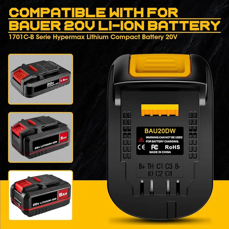 BAU20DW Lithium Battery Converter, Battery Converter for Dewalt 18V 20V Lithium Battery, Cordless Tool Accessories 3