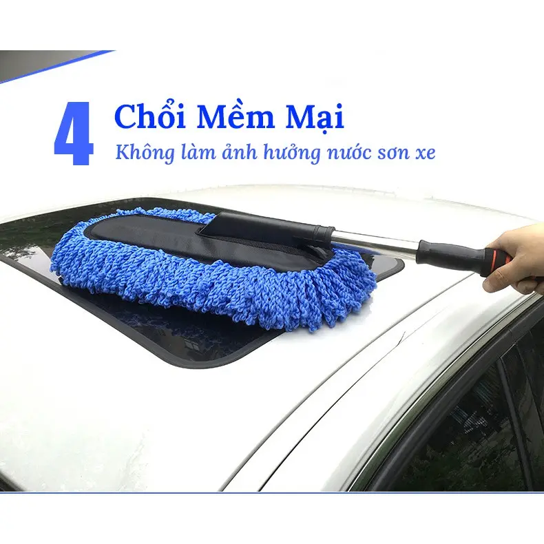 Chổi rửa xe ô tô - Chổi lau xe ô tô sợi mềm chất liệu Microfiber cán điều chỉnh độ dài Phụ Kiện vệ s van x abong 4
