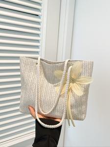 Bolsa tote de gran capacidad, bolso de hombro elegante para uso diario, bolsa de playa tejida casual perfecta para salidas de verano