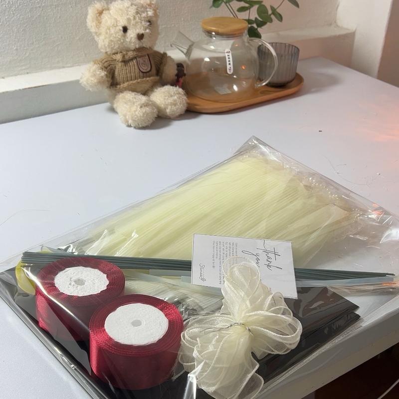 Set làm hoa ruy băng có voan sóng ngọc trai 25-30 bông