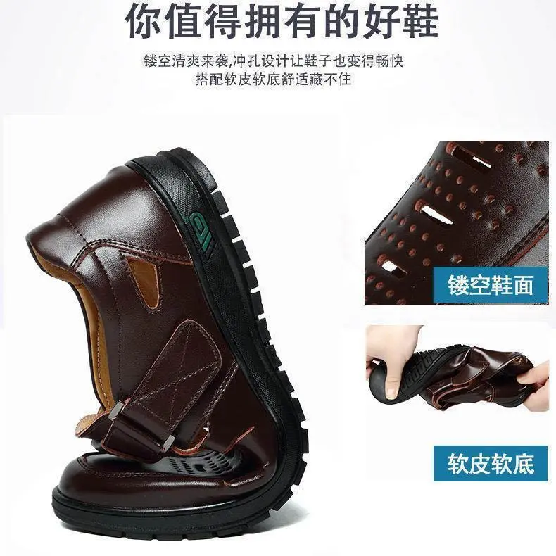 Giày Da Nam Chính Hãng Giày Da Ưu Đãi Đặc Biệt Xăng Đan Da Khoét Lỗ Giày Coros Thoáng Khí Dễ Phối Đồ Giày Cho Bố Công Sở Trung Người Già Và Cao Tuổi Shoes Đế Bằng 8