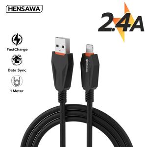 Hensawa สายชาร์จเร็ว 2.4A USB to iP สำหรับ ไอโฟน 1m รุ่น US5093 สีดำ วัสดุ PVC ทนร้อน 1 เมตร Fast Charge Cable & Sync ชาร์จไว
