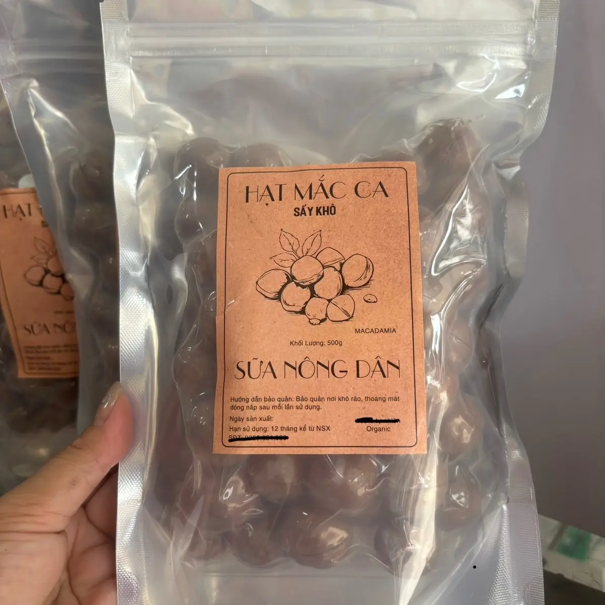 500g Hạt Mắc Ca Organic Đăk LắK size T(2,2-2,8cm)