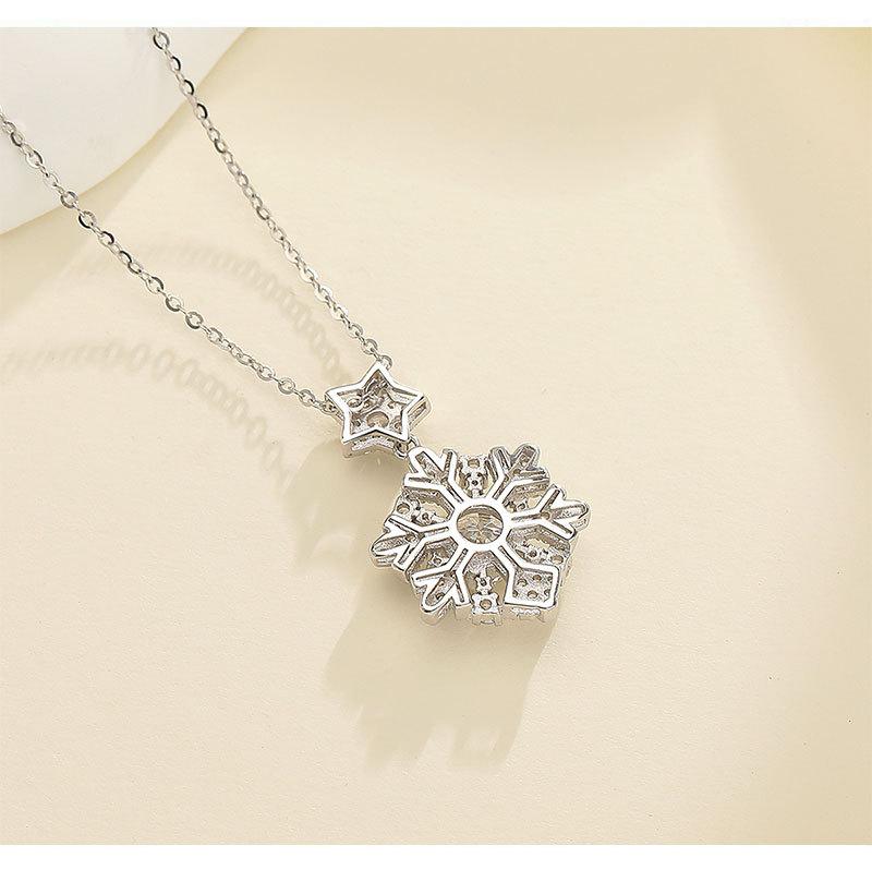Product Introduction of Vòng Cổ kim cương Mosan, màu, bạc Sterling S925, mặt dây chuyền bông tuyết mới 5