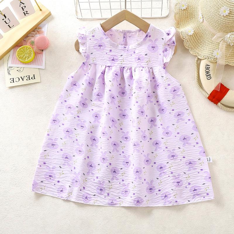 Product Introduction of TinySaya Baby Daster Kids Girl Wrinkle Dress Floral Print Dresses A-Line Skirt Princess Dress Korean Style Print Floral Dress For 0-5 Years Old OOTD Summer Outfit Indoor Outdoor Wear New 15