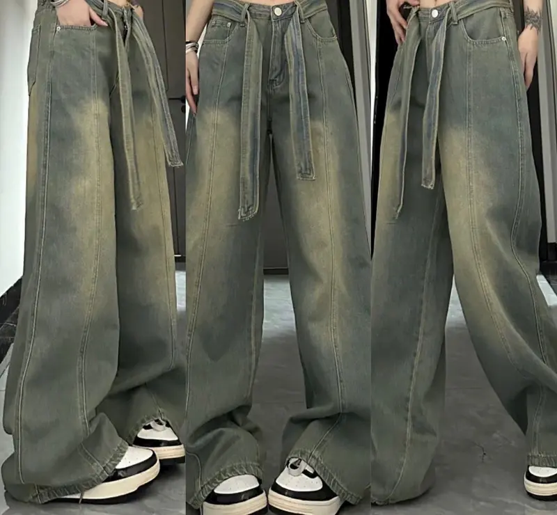 [MỚI] 2 PHIÊN BẢN [NẤM] VÀ [DÀI] QUẦN JEANS SUÔNG PHỐI ĐAI CÁ TÍNH NĂNG ĐỘNG TRẺ TRUNG HOTTREND Women 0
