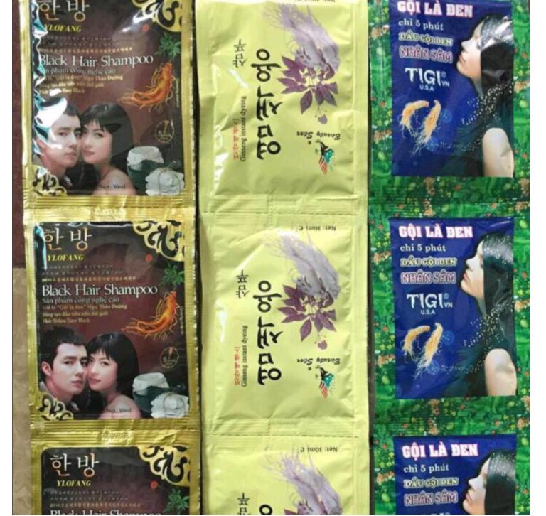 Combo 10 Gói Gội là đen- Dầu gội nhuộm đen tóc tại nhà