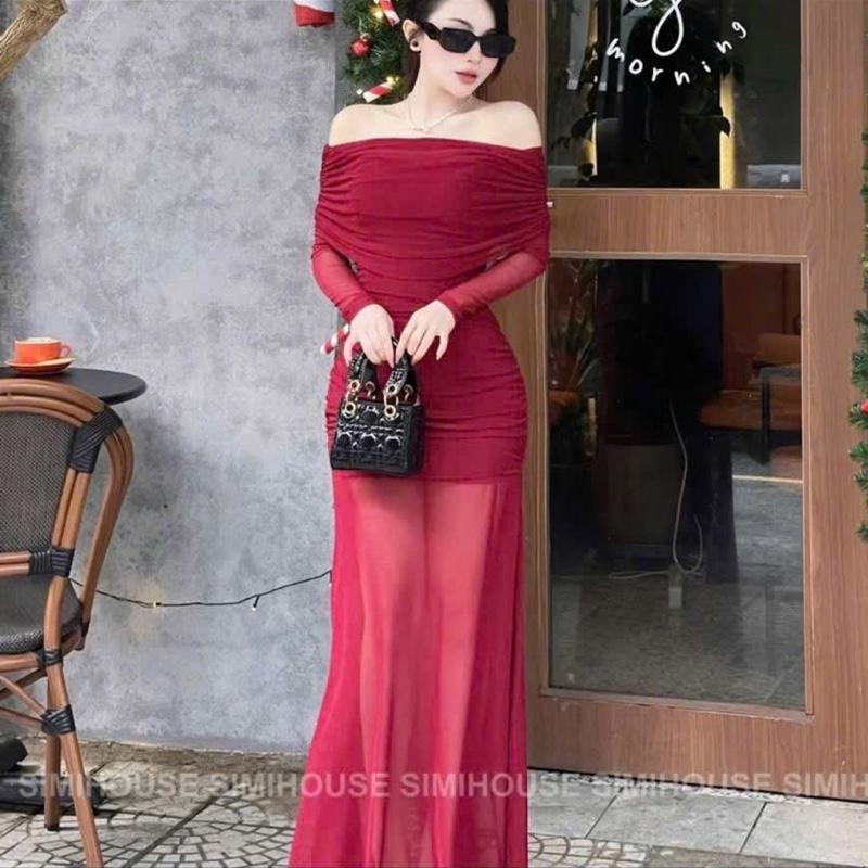 Product Introduction of [Đ2] Đầm trễ vai tay dài có lót trong chất thun lưới co giãn 23