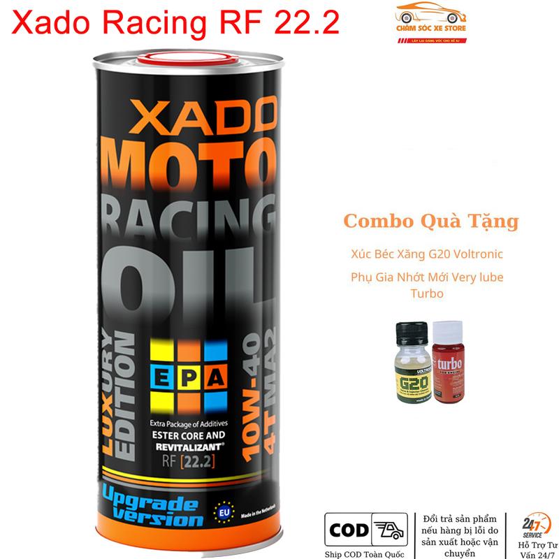 Dầu Nhớt Xado Racing R.F 22.2 Dành Cho Xe Số, Côn Tay Tặng Kèm 1 Súc Béc Xăng G20 Và 1 Phụ Gia Nhớt Mới Turbo Phụ Tùng